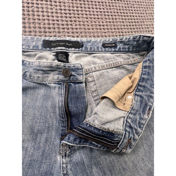 Vintage Calvin Klein Low Rise Flare Women's Denim Jean Size 12 Embroidered Y2k - Picture 4 of 14